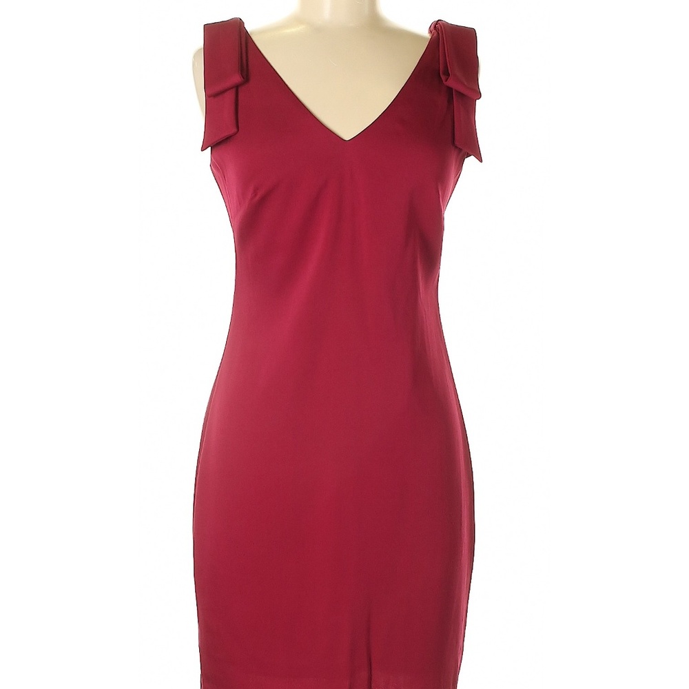 Nicole Miller Solid Burgundy Casual Dress Size 2